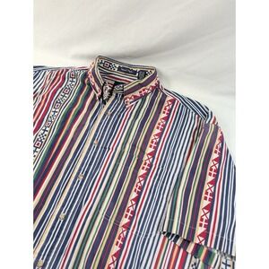 Vintage Salty Dog Imperial Poplin Shirt - Mens L - Southwest Striped Poplin
